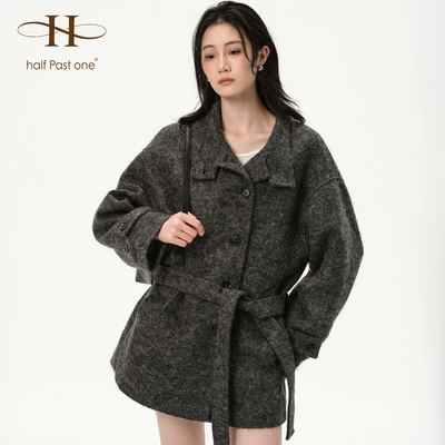 HPO-Half Psst One原创设计秋冬新款羊毛呢外套大衣中长款高级感