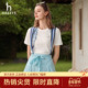 Hazzys哈吉斯春夏女士圆领短袖 专柜正品 T恤休闲通勤简约上衣