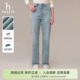 满印牛仔裤 Hazzys哈吉斯秋季 女士通勤微弹休闲直筒裤 专柜正品