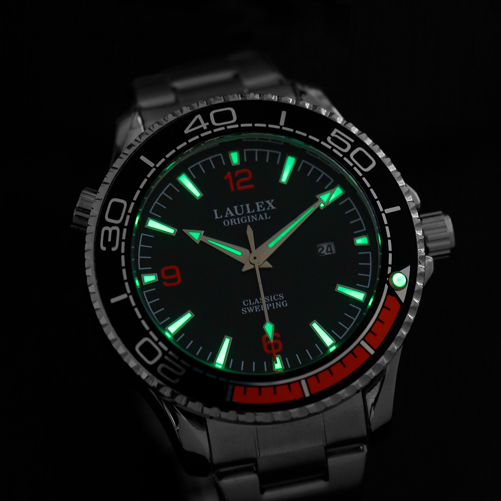 LAULEX正品豪华品牌海马600系列自动扫秒机芯时尚运动石英手表