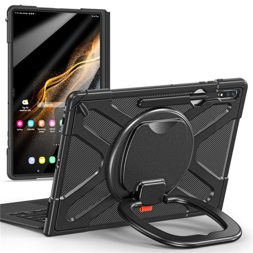 适用SamsungS8ultra保护套竖屏14.6 英寸平板X900/X906硅胶防摔壳S9 Ultra可连接键盘商务黑色