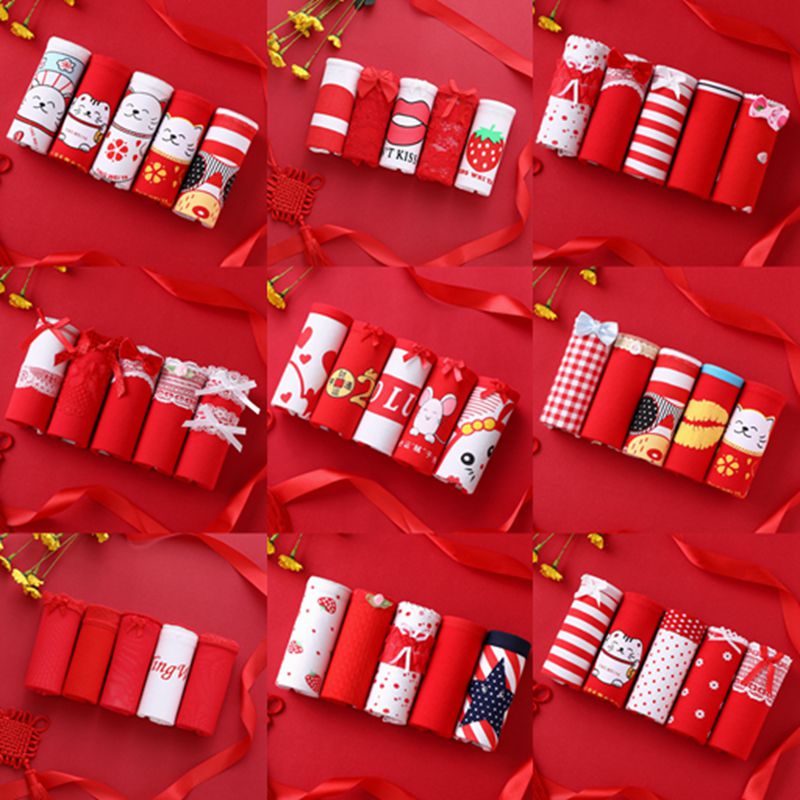 大红色抗菌女士结婚三角裤