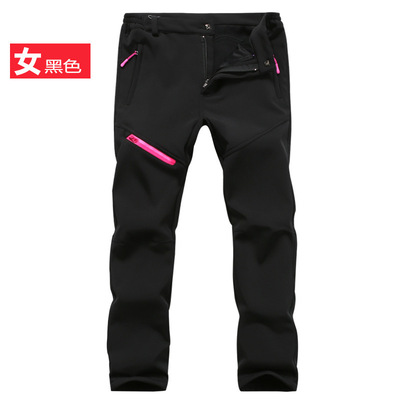 户外秋冬季加绒加厚冲锋裤单层软壳裤长裤防风防水保暖男女款