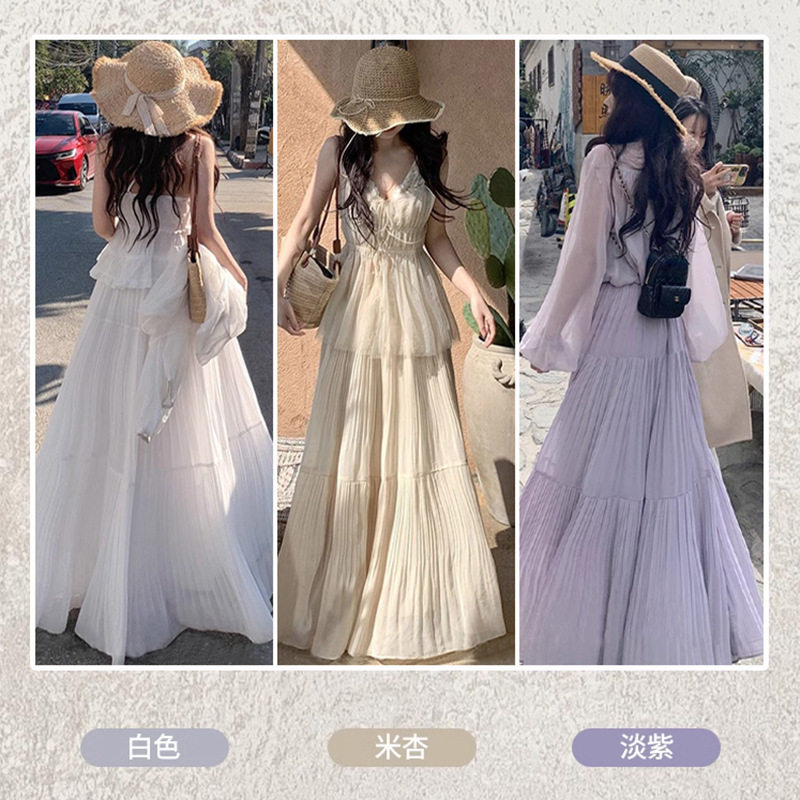 感紫色半身裙女春夏新款a字雪纺半身裙