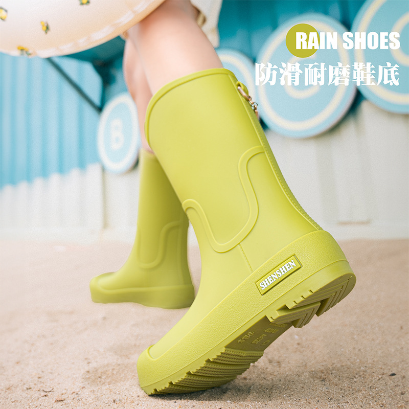 新款雨靴女外穿防水中筒雨鞋女款防水防滑加绒水鞋下雨天穿的