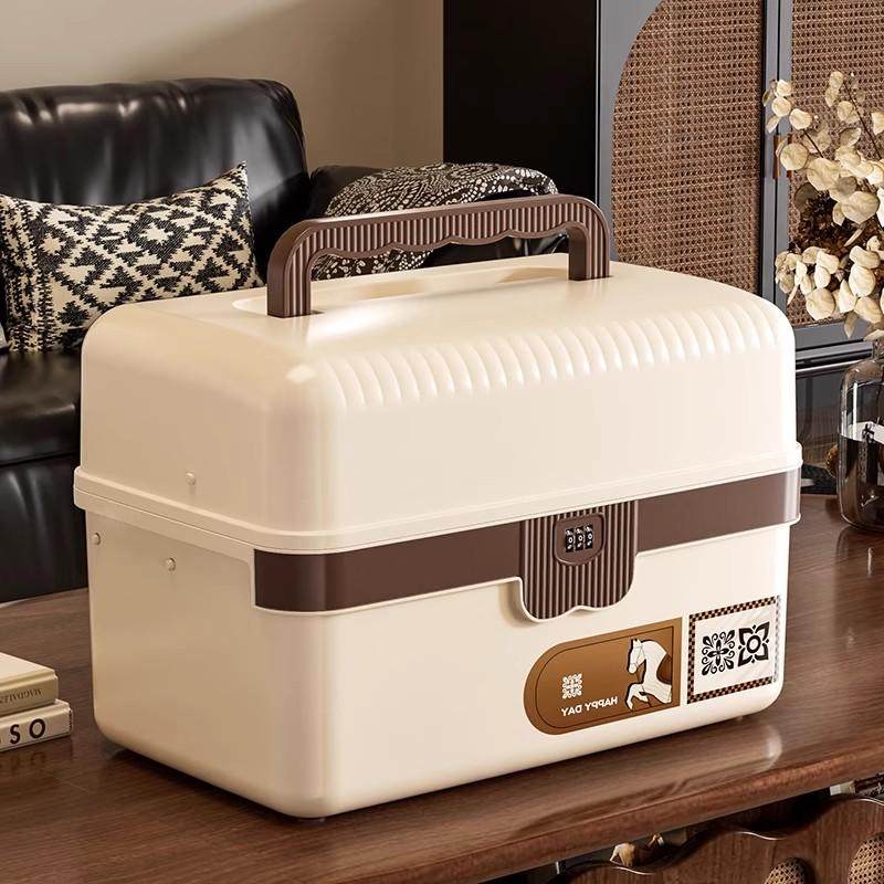 【2025新款】手提多层药箱大容量密码收纳箱