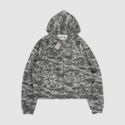 现货MERTRA迷彩连帽卫衣拉链帽衫BOXY短宽嘻哈美式滑板CLEAN FIT