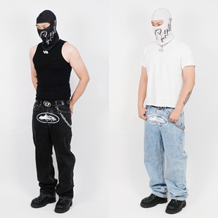 现货CORTEIZ牛仔裤CLEANFIT直筒VIBE滑板美式嘻哈BAGGY复古DRILL