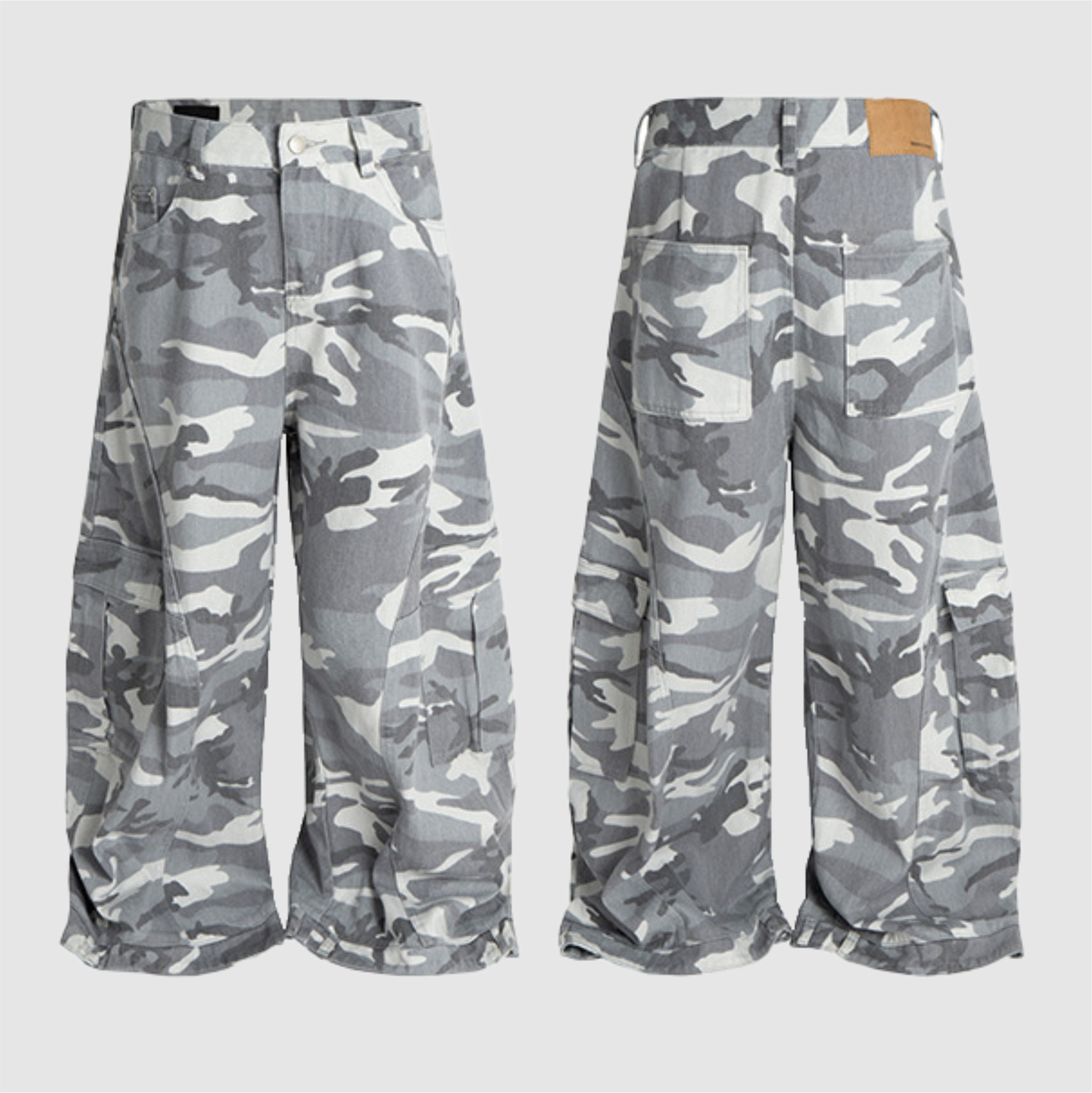 现货白色灰色迷彩直筒BAGGY弯刀工装裤嘻哈美式OPUIM复古潮流