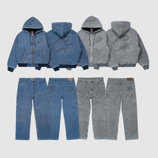 BOXY短宽嘻哈CLEANFIT美式 现货CORTEIZ牛仔连帽羊羔绒工装 夹克裤