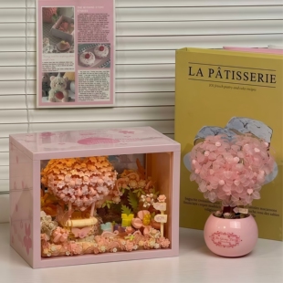 爱心相框积木拼装3d立体发光摆件永生花手工diy情人节礼物送女友