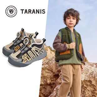 泰兰尼斯冬运动鞋男童平衡车鞋旋钮加绒保暖棉鞋跑步鞋T01X4D5454