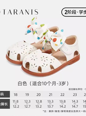 {微瑕}泰兰尼斯夏季女宝宝波点蝴蝶结包头凉鞋防滑舒适T07T4B4028