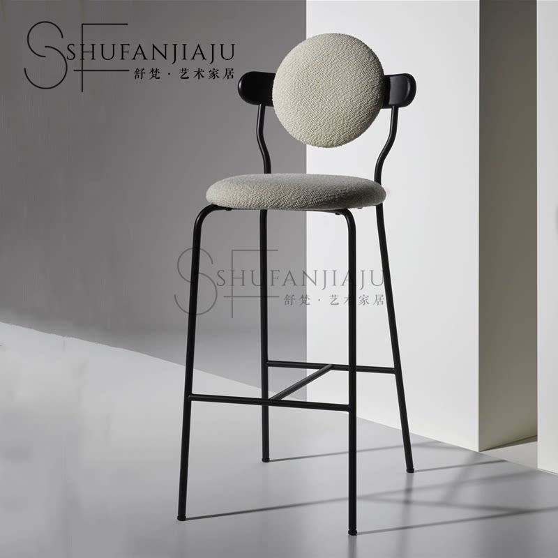 新款北欧时尚轻奢金属不锈钢吧椅现代简约高端KTV酒吧前台高脚椅