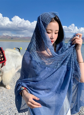 民族风棉麻围巾女夏季披肩云南