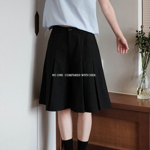 五分中裤 西装 高腰暗黑中性街头A字阔腿百褶裙裤 与她原创小众设计