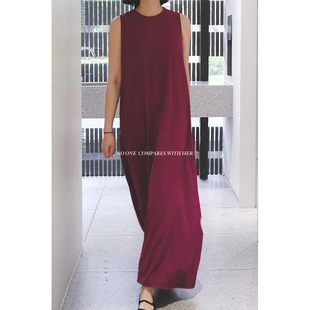 与她小众原创设计 垂坠背心纯黑色连衣裙长裙 春夏极简约宽松无袖