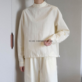 白衬衫 与她原创小众设计 极简约半高领纯色棉质知性ins长袖 上衣女