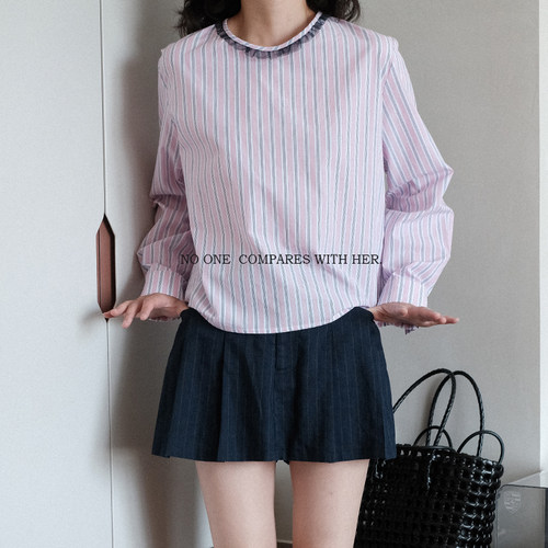 衬衫春夏条纹设计感百搭宽松