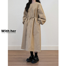 与她原创小众设计 秋冬加厚保暖90白鸭绒连衣裙中长裙 风衣羽绒式