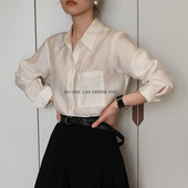 与她小众设计 上衣女 衬衫 经典 基础柔软天丝通勤复古简约宽松长袖
