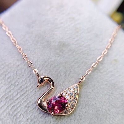新款纯天然镁铝石榴石项链美丽锁骨链全净体品质925纯银支持检测