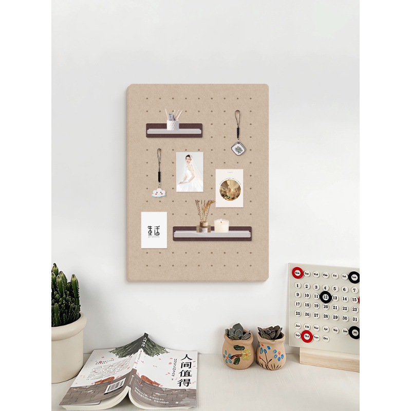 毛毡板墙贴洞洞板免打孔玄关留言板墙面收纳书桌置物架墙上展示架