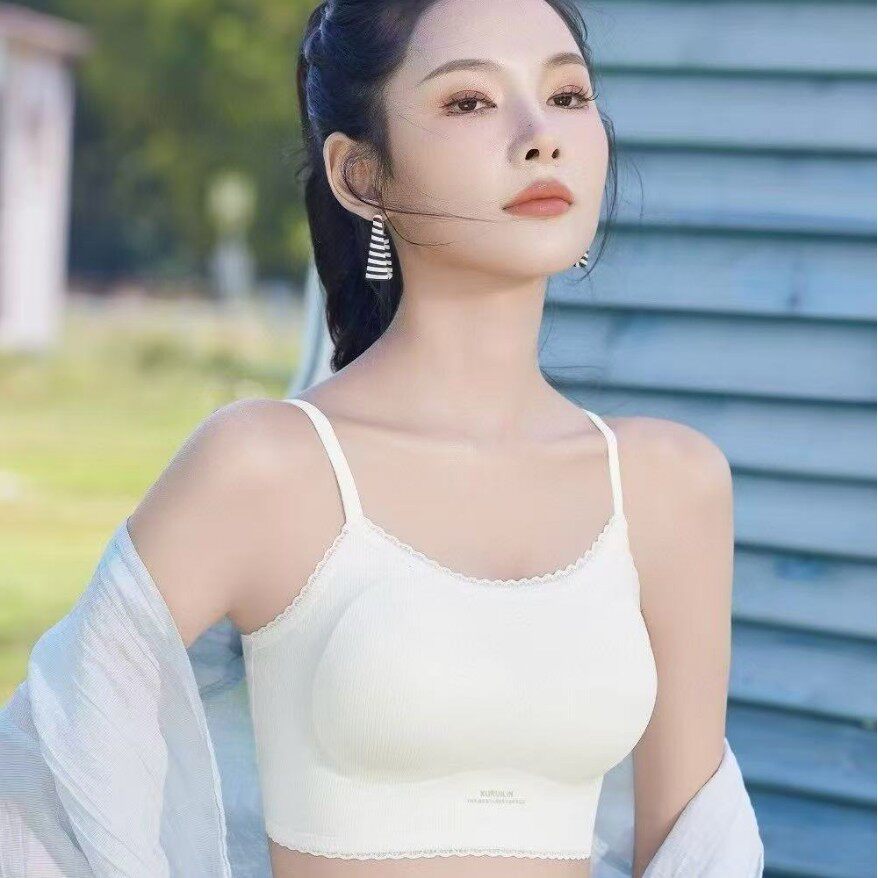 2820新款细带交叉美背无痕水波纹蕾丝抹胸式内衣固定杯薄吊带文胸