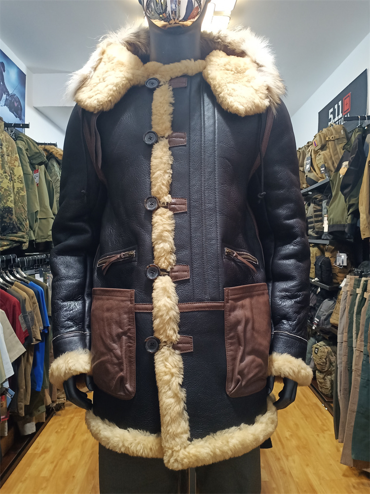 羊皮加厚一体皮衣ALPHA貉子毛