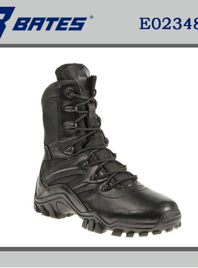 BATES贝特斯反恐精英E02348高帮8寸拉链作战靴纯牛皮黑色战术靴