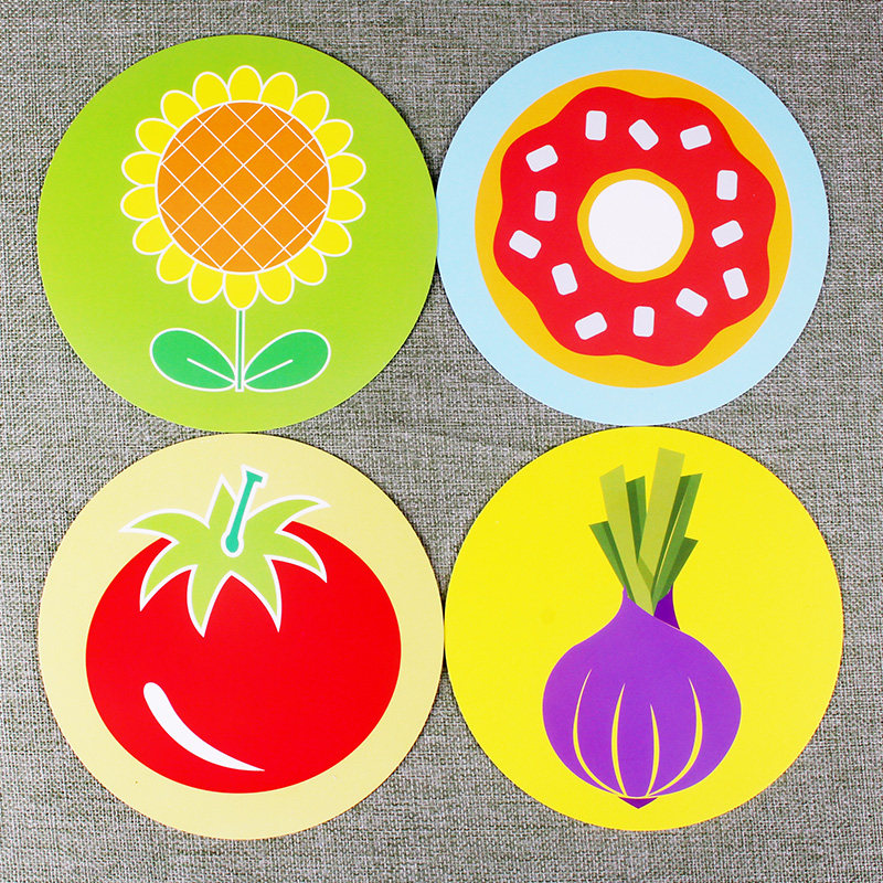 母婴视觉激发卡圆形卡彩色卡1 6-12个月适用新生儿宝宝训练视力黑白颜色图片启蒙图形识别卡认知识图卡片智力开发增加记忆知识书