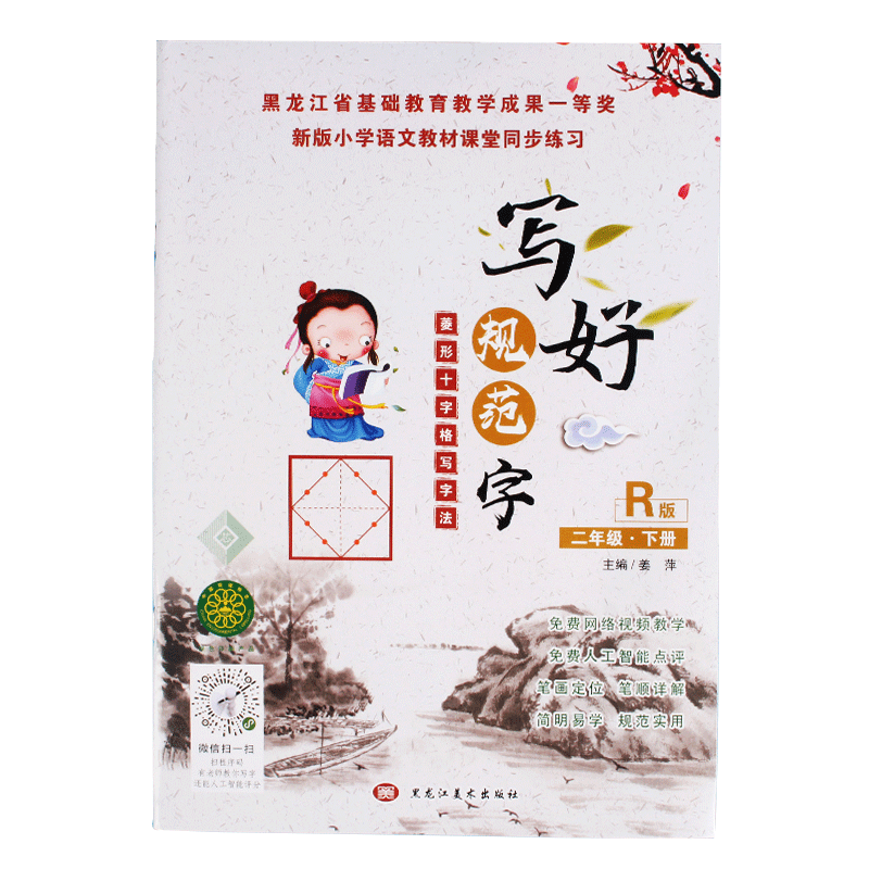 人教版写好规范字二年级下册菱形十字格写字法语文同步训练小学生书法铅笔钢笔硬笔正楷练字帖笔画笔顺字词专练带测试点评小学教辅