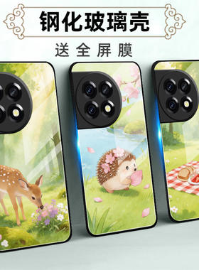 适用一加Ace2玻璃壳手机壳Ace2Pro保护套Ace2V全包软防摔定制薄硅胶治愈系二新款女简约卡通网红创意时尚个性