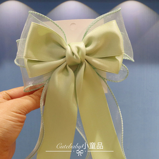 春夏清新韩国高级感儿童长飘带蝴蝶结发夹女孩公主后脑勺女童头饰