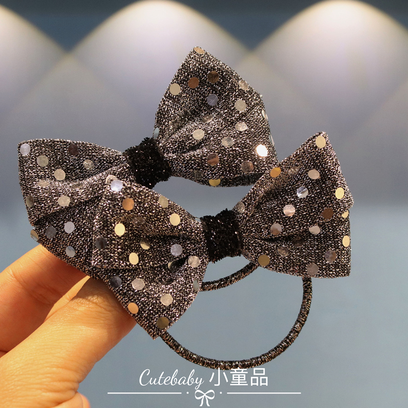 闪亮小女孩高级感蝴蝶结发夹发圈