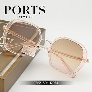 PORTS太阳镜女防紫外线墨镜椭圆大框显瘦开车眼镜时尚 茶PSF21504