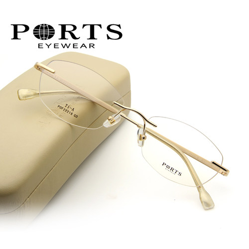新款PORTS眼镜架女无框钛架