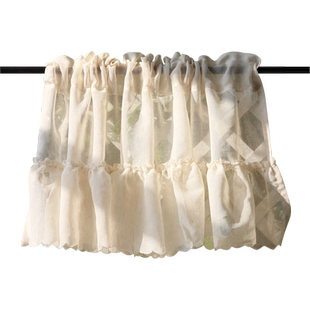 法式蕾丝纱帘半帘短帘魔术贴免打孔复古日式卫生间厨房小窗帘门帘