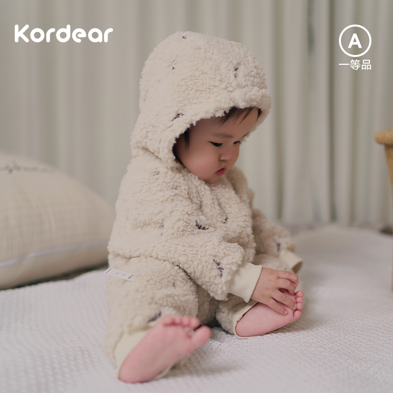 Kordear婴儿毛绒连体衣秋冬加厚