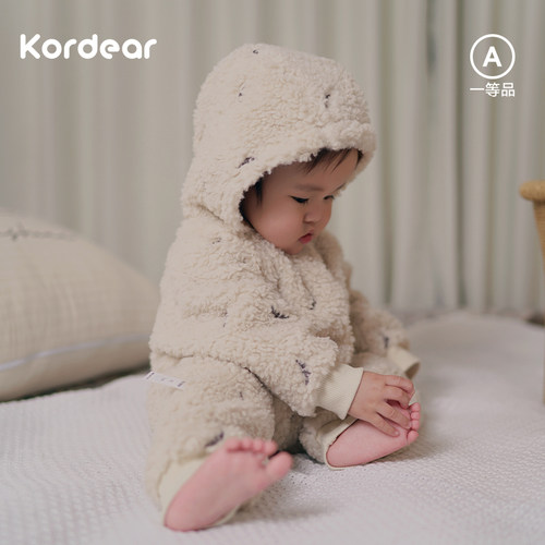 Kordear婴儿毛绒连体衣秋冬加厚