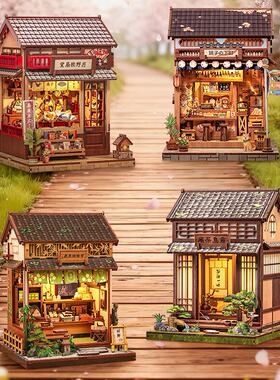 CuteBee和风小筑居酒屋茶室diy日式房子微缩木质模型拼装摆件礼物