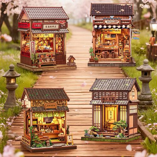 CuteBee和风小筑居酒屋茶室diy日式房子微缩木质模型拼装摆件礼物