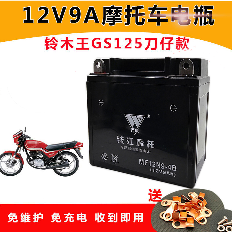 适用摩托车12V9A免维护干电瓶全新GS铃木王太子125骑士150干电池