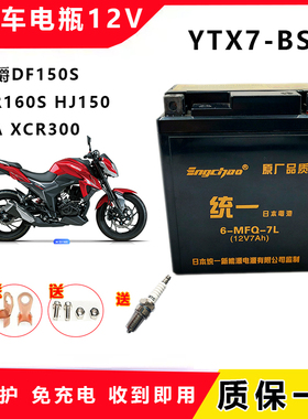 适用豪爵DF150S DR160S HJ150 DA XCR300摩托车干电瓶 免维护电池