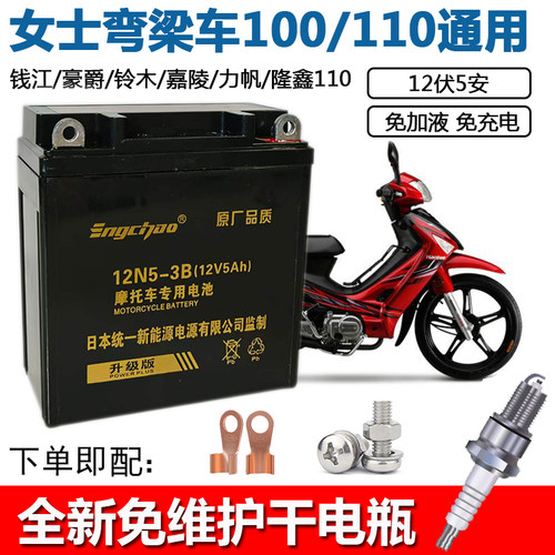 弯梁110摩托车通用电瓶12V5A