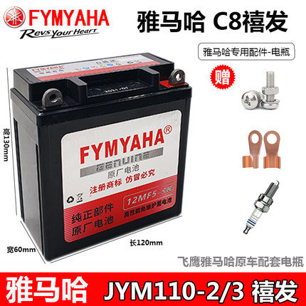 适用雅马哈 C8禧发JYM110/-2-3 摩托车弯梁天剑YBR125通用干电瓶
