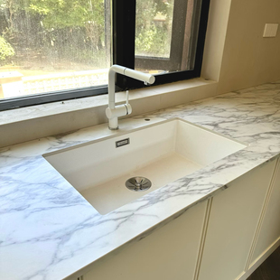 【高端设计师定制】宝格丽白岩板陶瓷盆台下盆洗手盆浴室柜落地