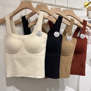 抹胸显瘦固定杯胸垫打底内搭 女桑蚕丝羊绒宽肩带修身 2025冬季 新款