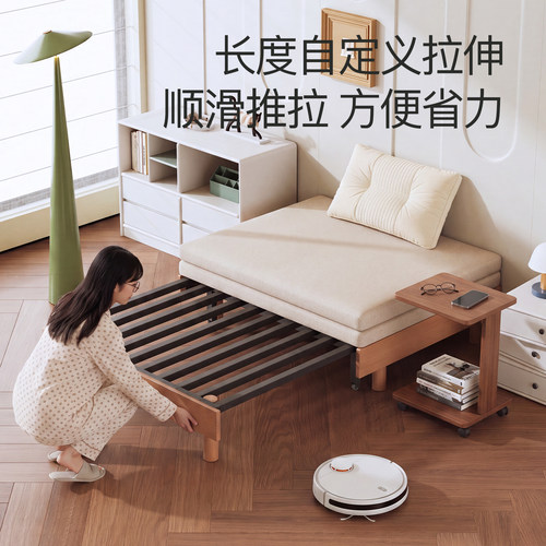 实木抽拉沙发床小户型推拉多功能两用沙发床单人榻榻米折叠伸缩床