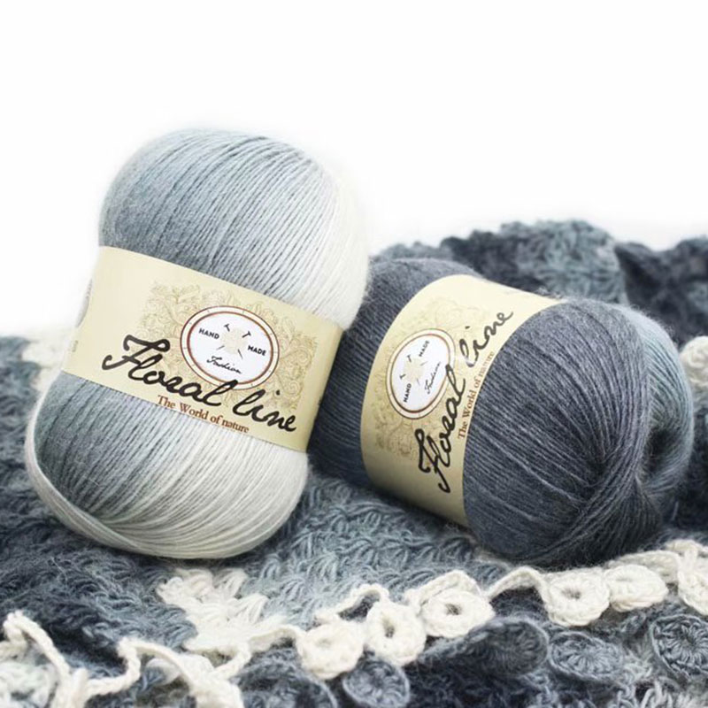 渐变披肩编织材料包长段染中粗线